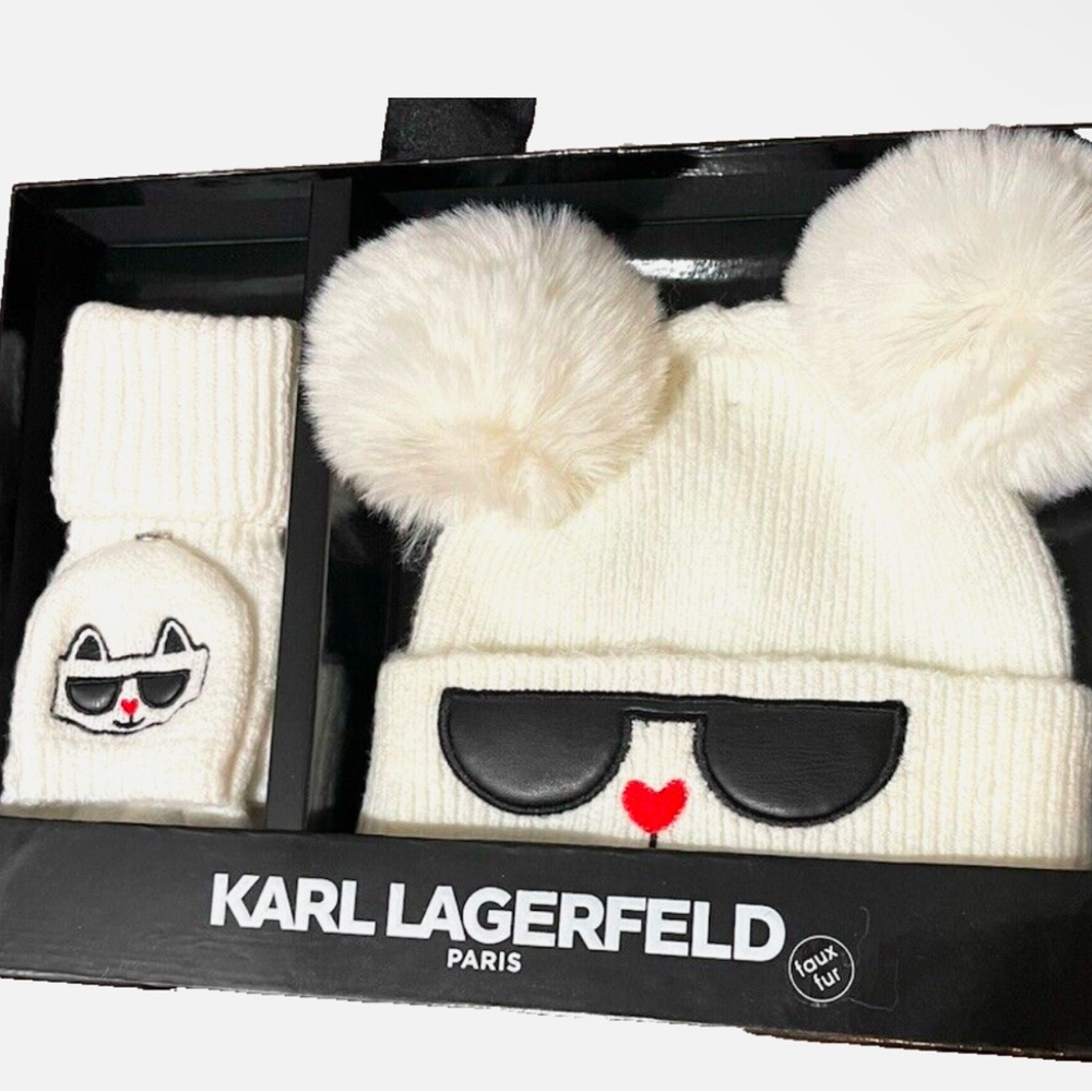 Karl Lagerfeld Hat & Gloves 2PC Set in Karl Largerfeld Gift Box❤️NWT Retail: $98